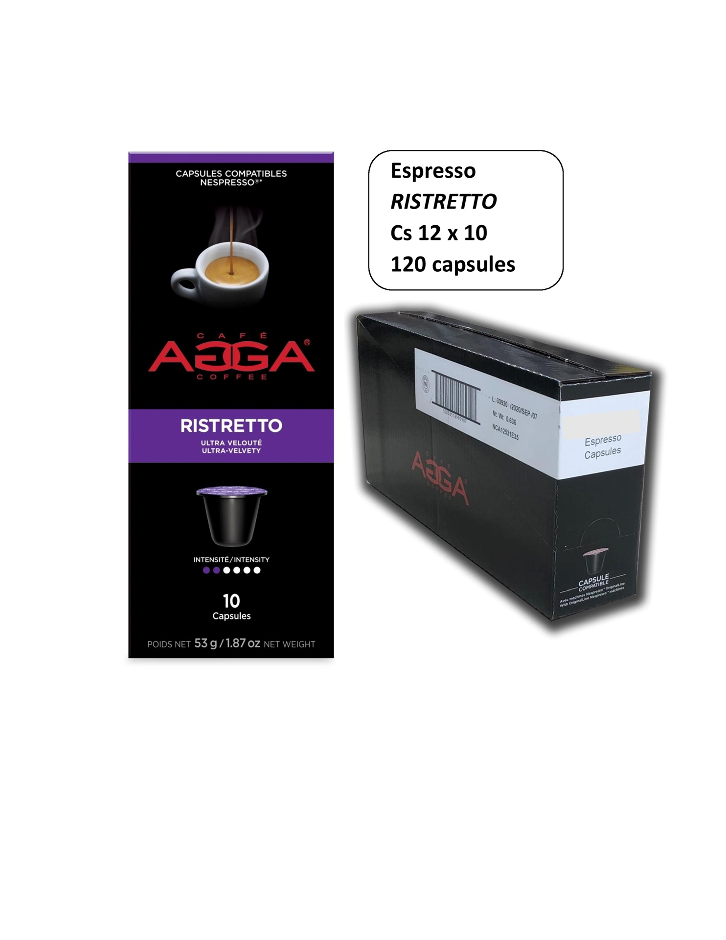 Capsules de café compatibles avec Nespresso * Ristretto 20