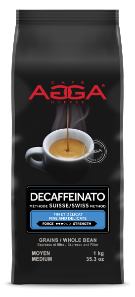AGGA Decafeinato Water Process Beans 1000 g | Decaffeinato à L'eau Grains 1000 g AGGA